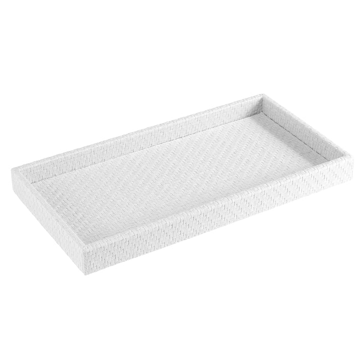 Wicker Vinyl Bathroom Accessories (White)