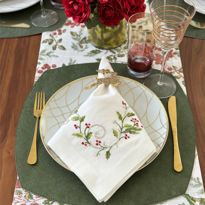 Winterberry Embroidered Napkins Set/4