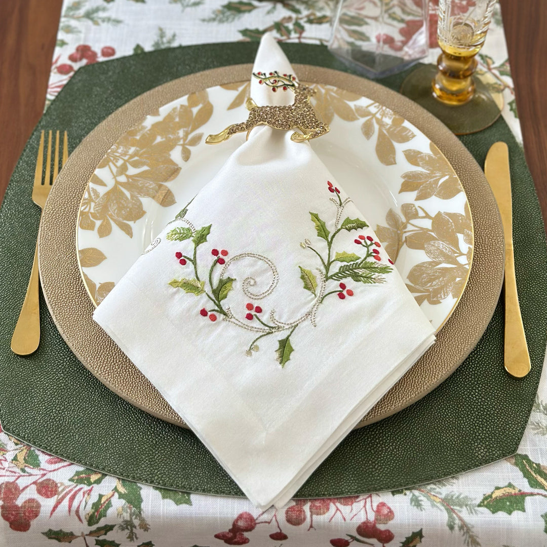 Winterberry Embroidered Napkins Set/4