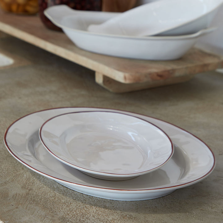 Costa Nova Beja Fine Stoneware Dinnerware (White/Red)