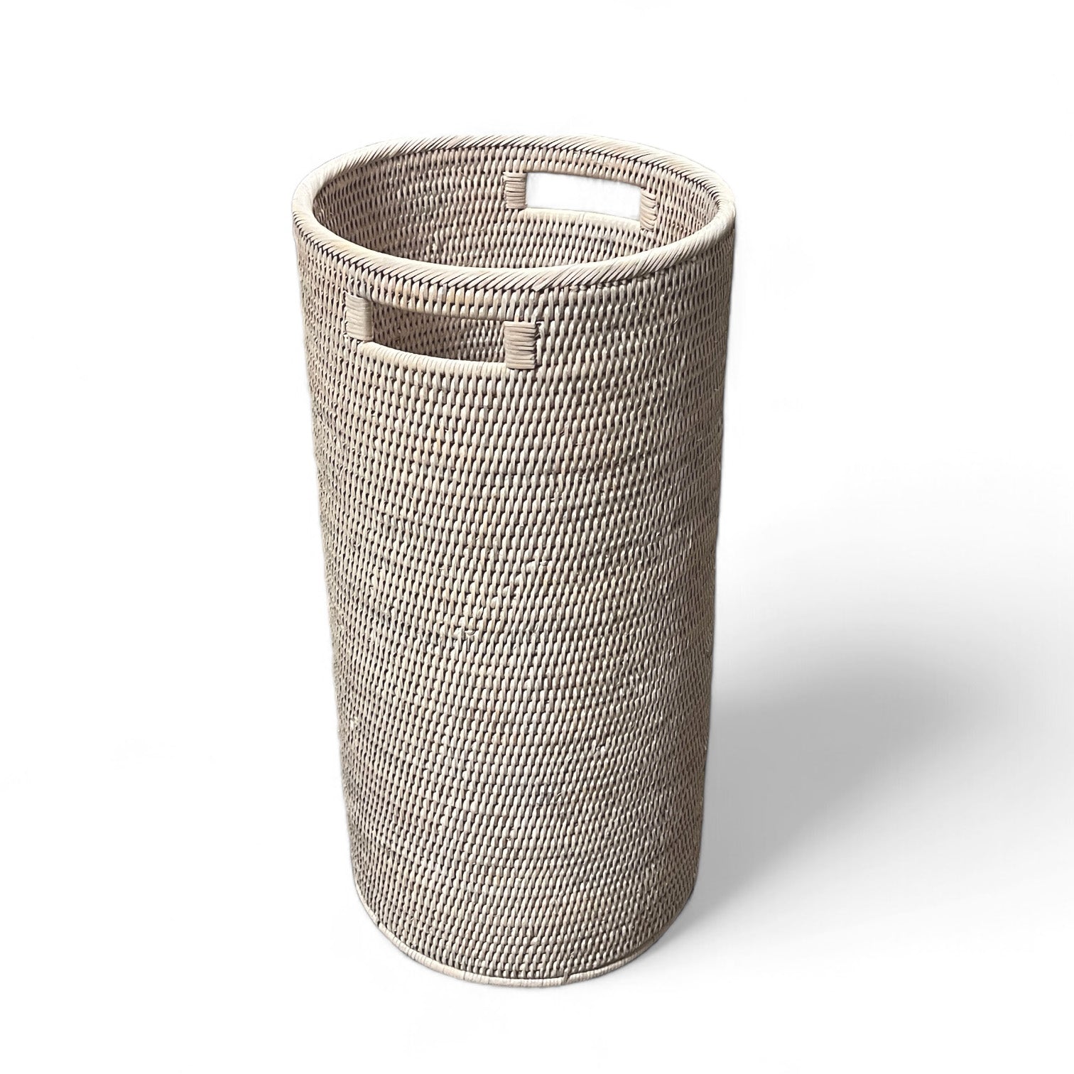 White Wash Rattan Round Umbrella Stand - Thumbnail 2