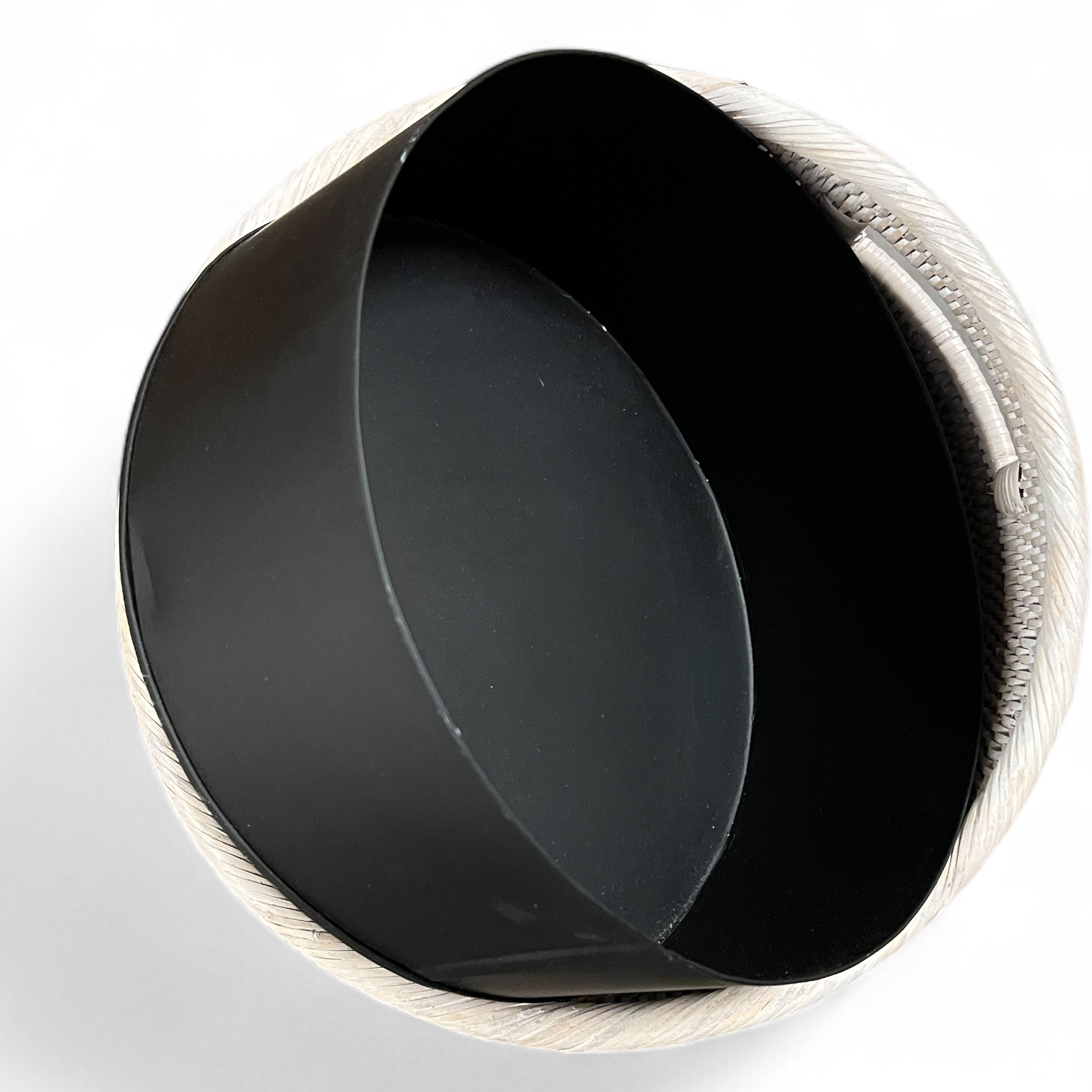 White Wash Rattan Round Umbrella Stand - Thumbnail 3