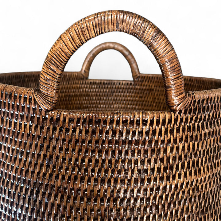 Rattan Round Laundry Basket w/Loop