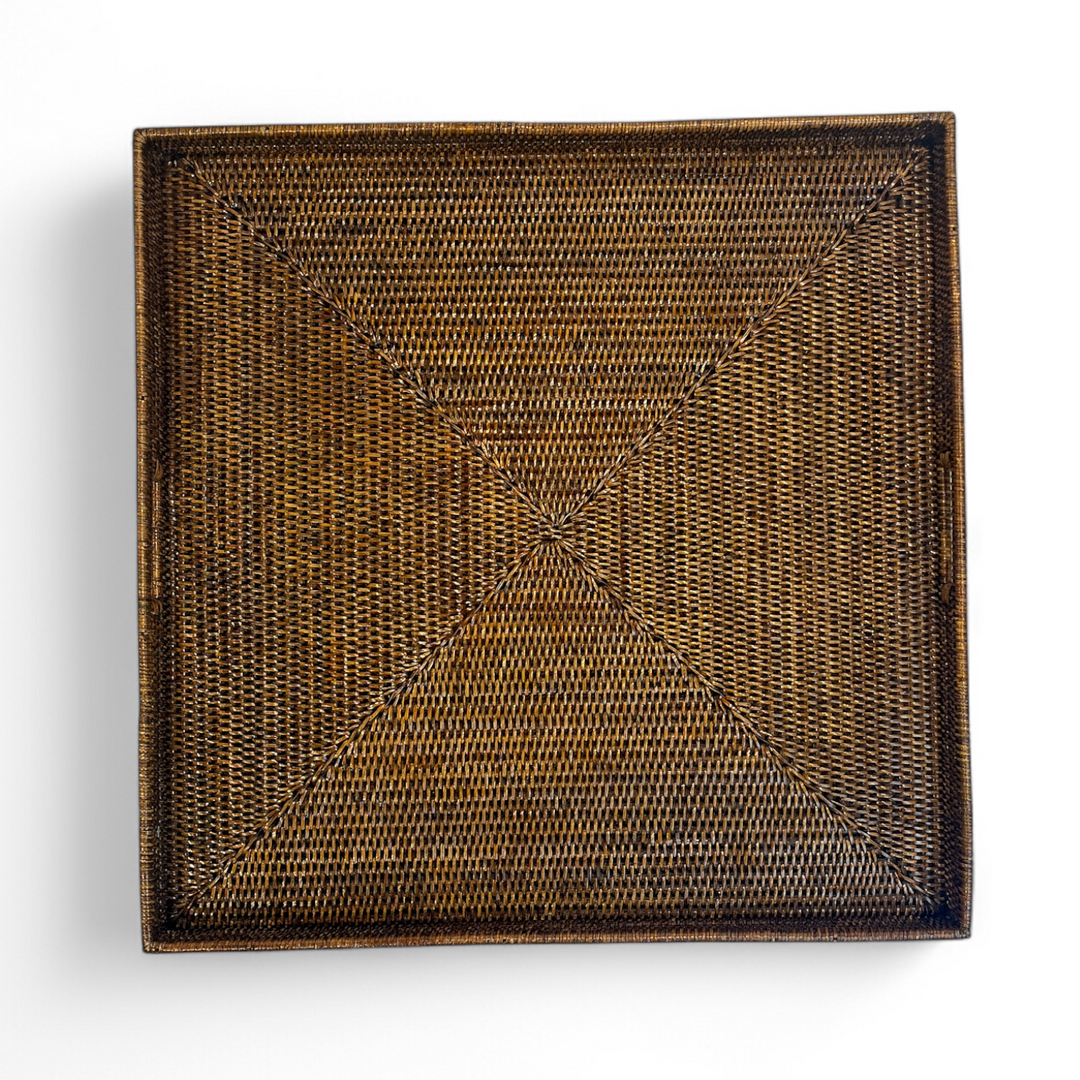 Rattan Tray w/ Handle Square 25" - Hudson & Vine