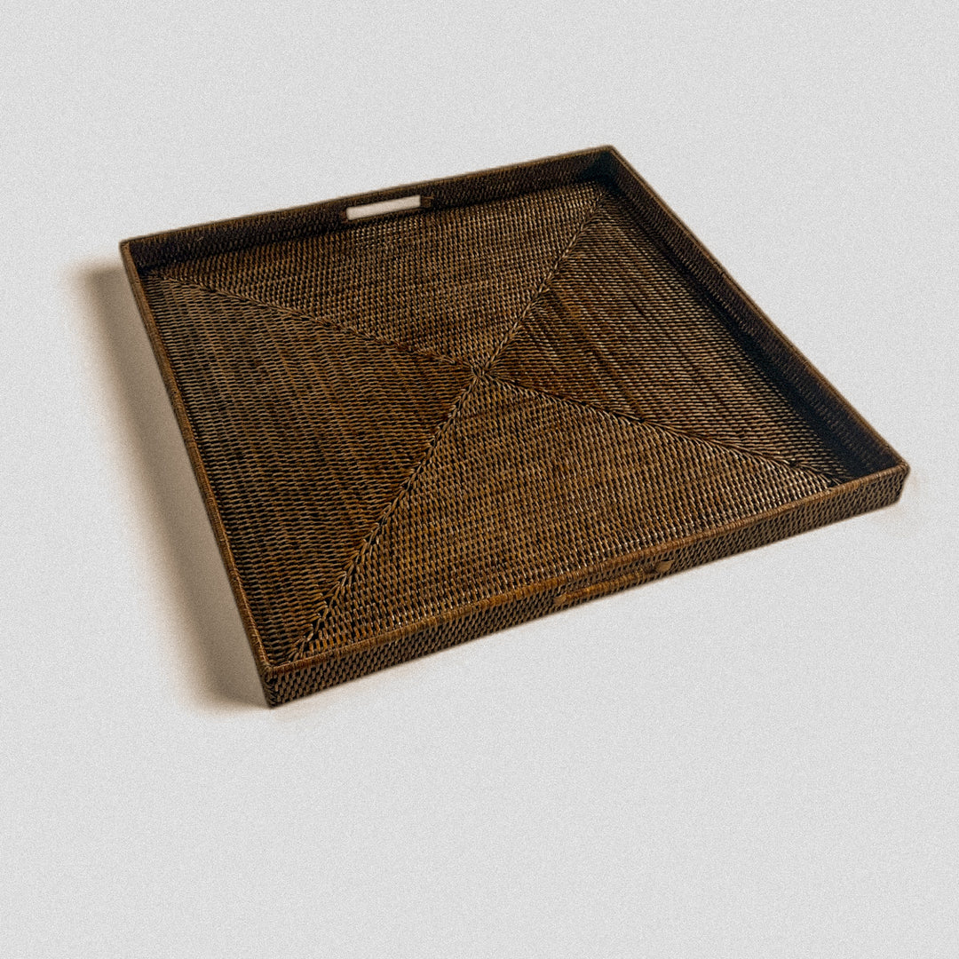 Rattan Tray w/ Handle Square 25" - Hudson & Vine