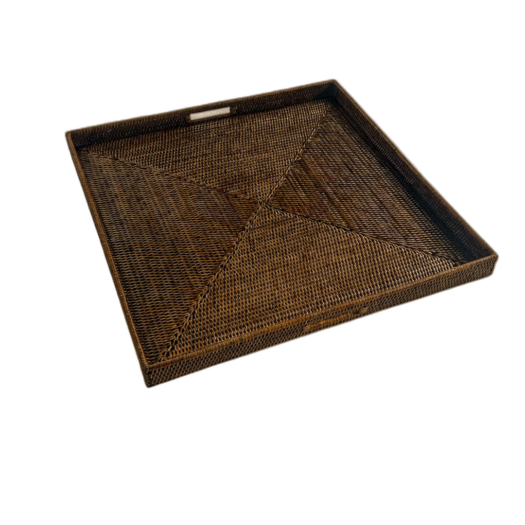 Rattan Tray w/ Handle Square 25" - Hudson & Vine