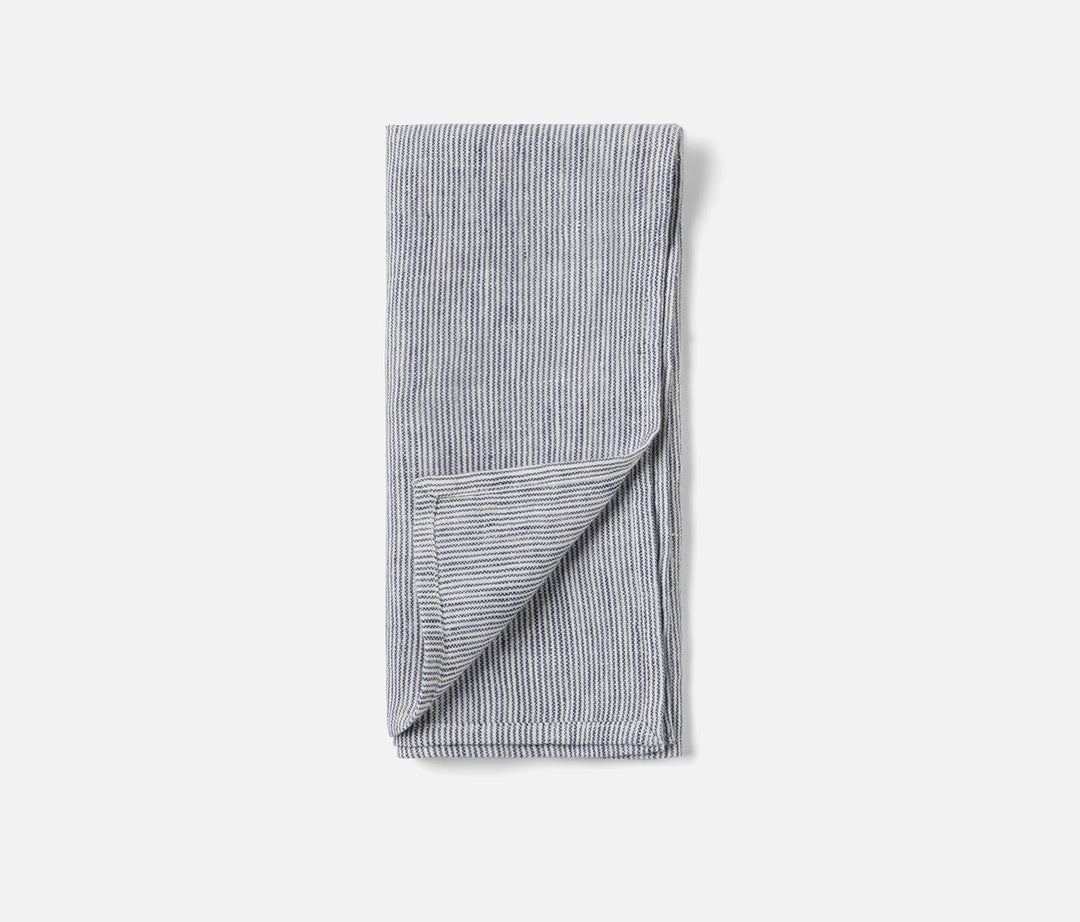 Saunton Navy White Linen Napkins (Set of 4)