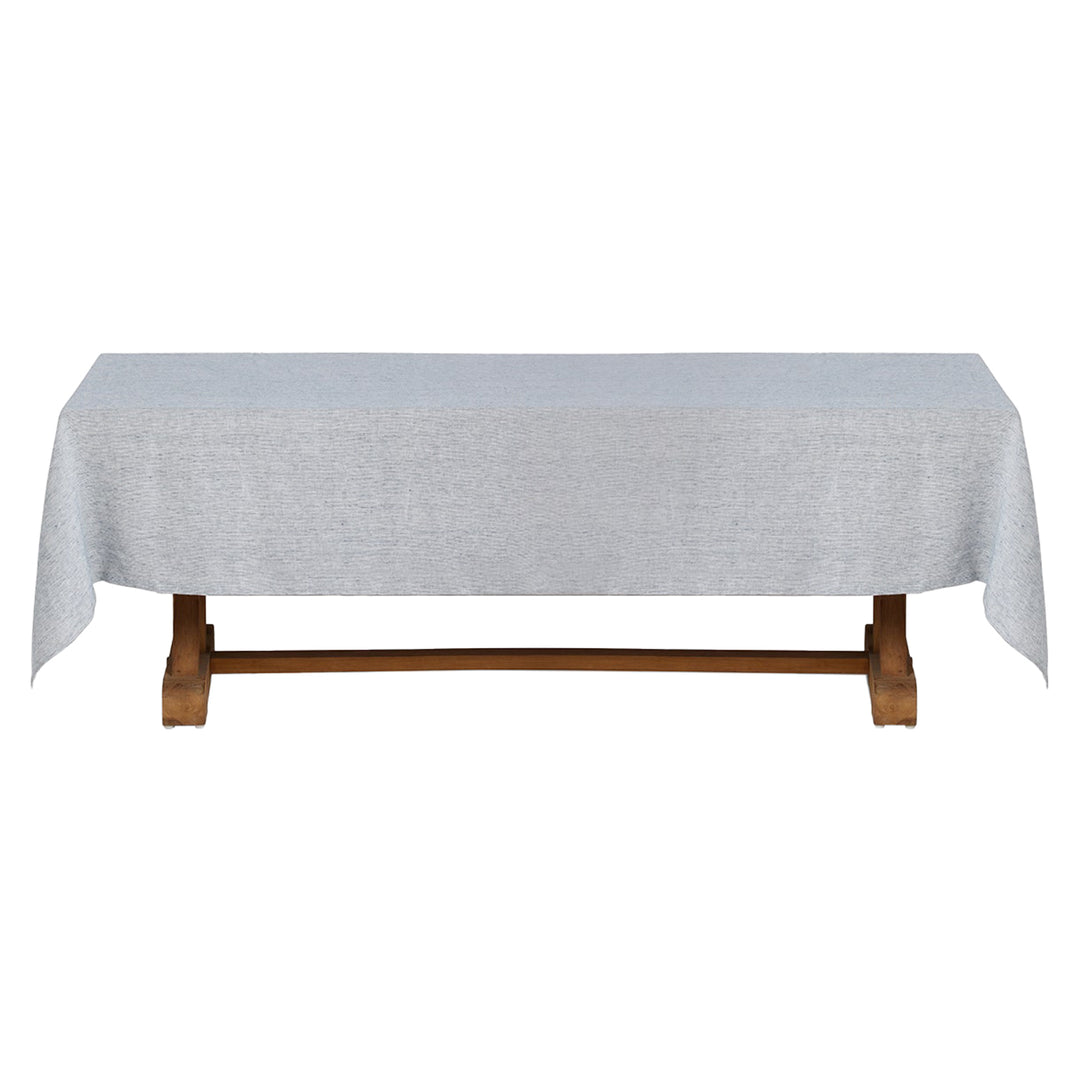 Saunton Navy White Linen Tablecloth