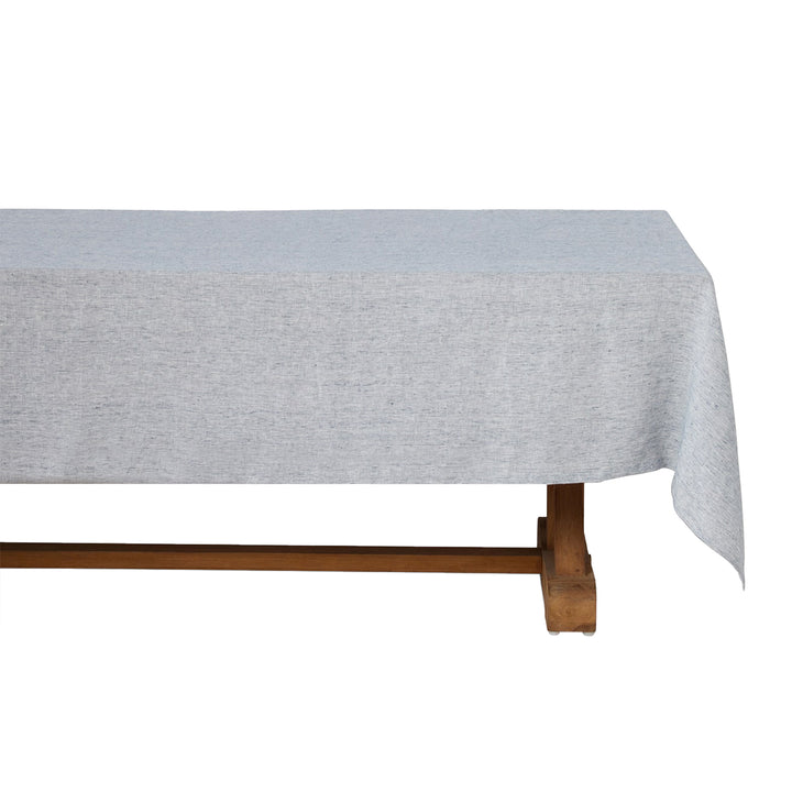 Saunton Navy White Linen Tablecloth