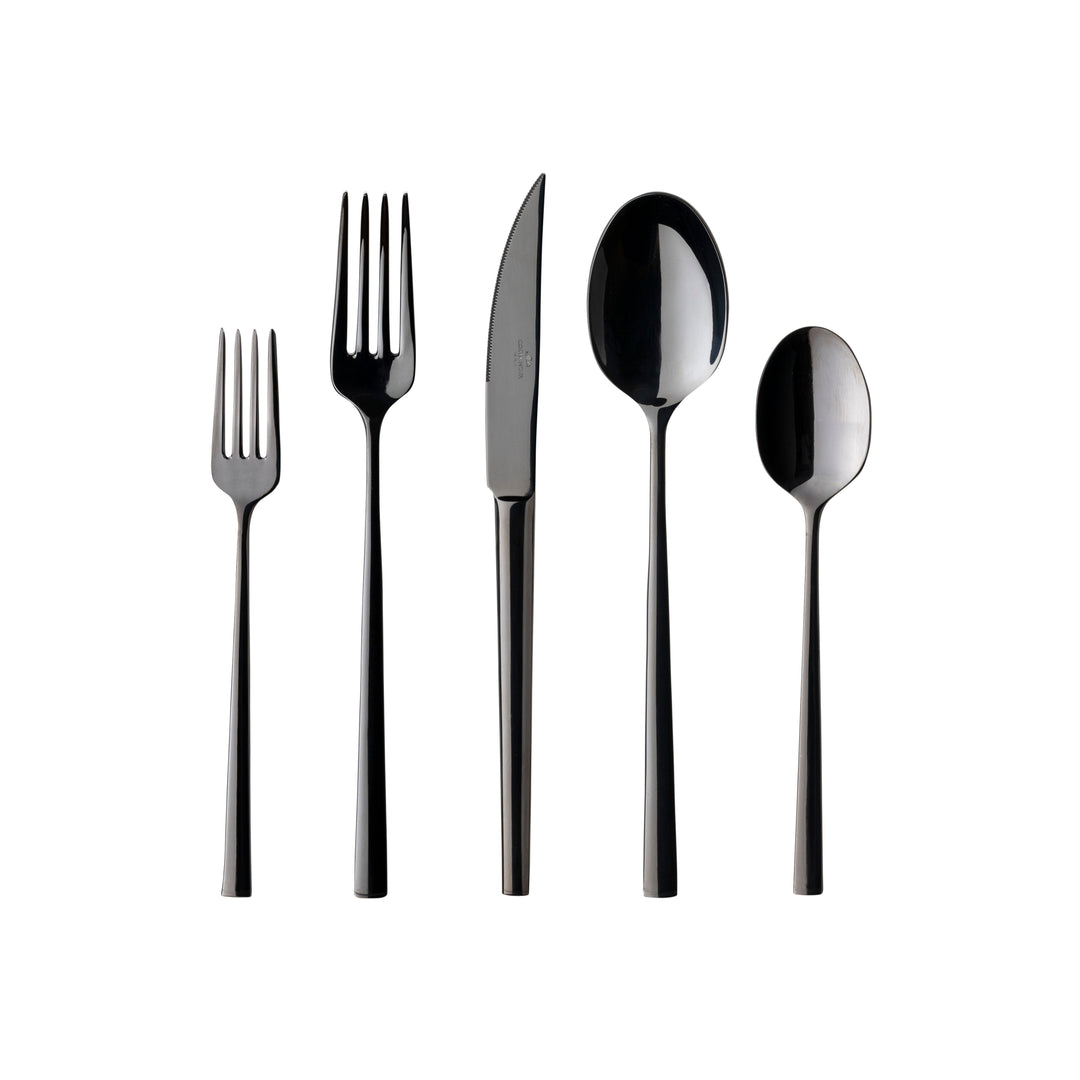 Costa Nova Vela Black Stainless Steel Flatware 5 Pc. Set