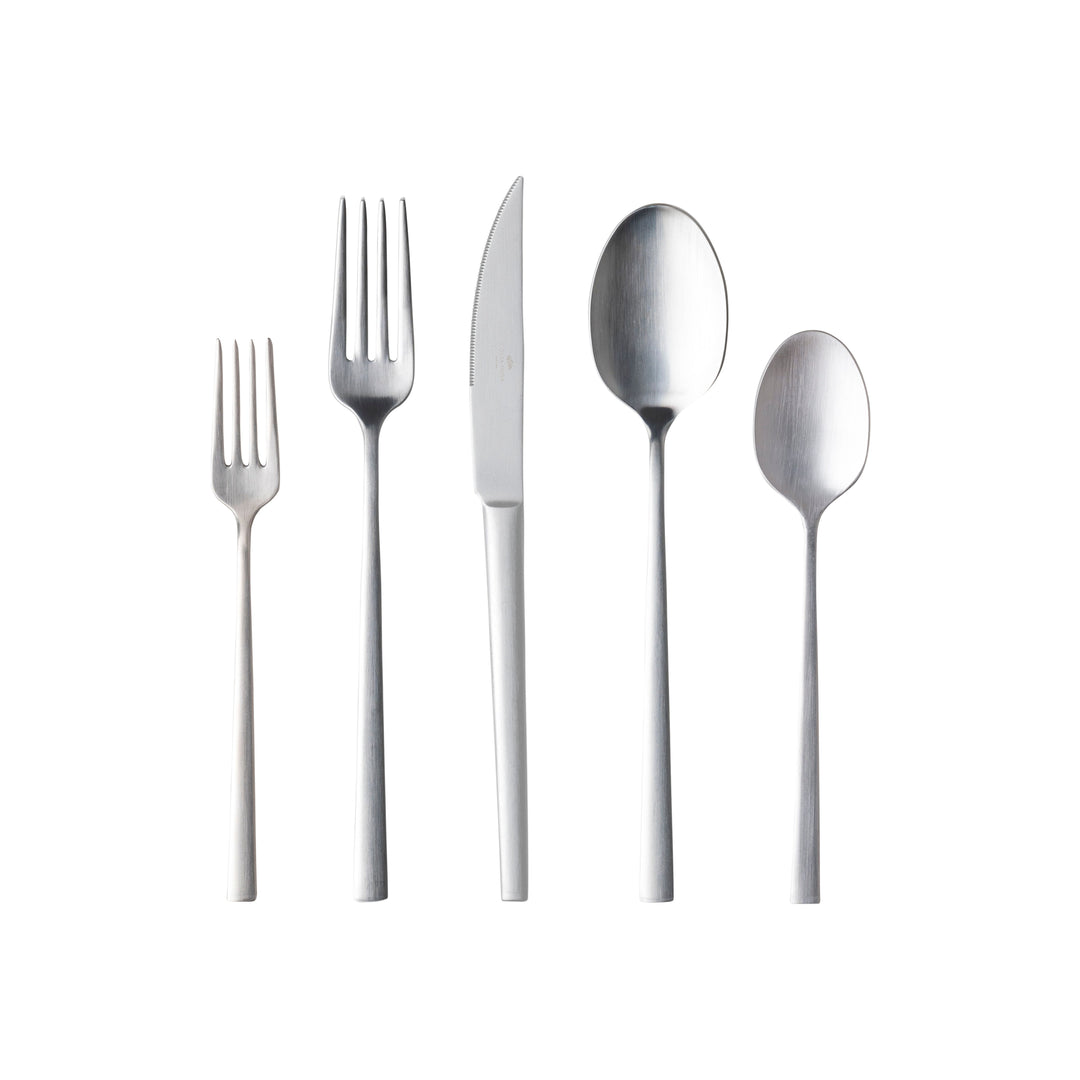 Costa Nova Vela Brushed Stainless Steel Flatware 5 Pc. Set