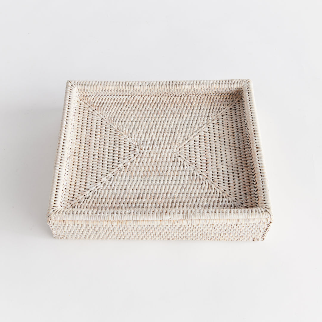 Burma Rattan Lidded Letter Box (Whitewash)