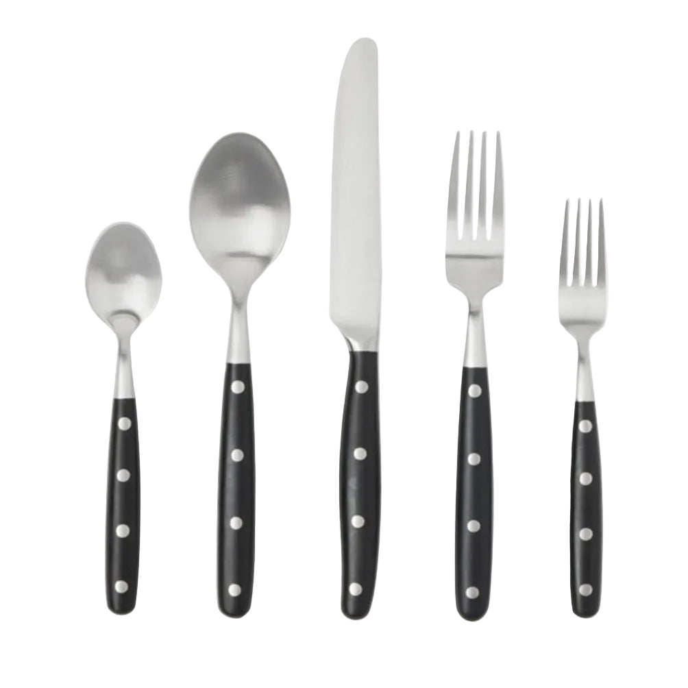 Jones Flatware 5-Piece Set (Black/Silver)