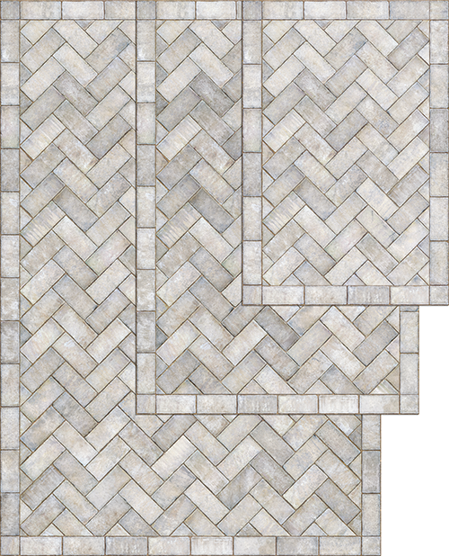 Vintage Vinyl Floorcloth Mats (Williamsburg - Herringbone - Grand Illumination)