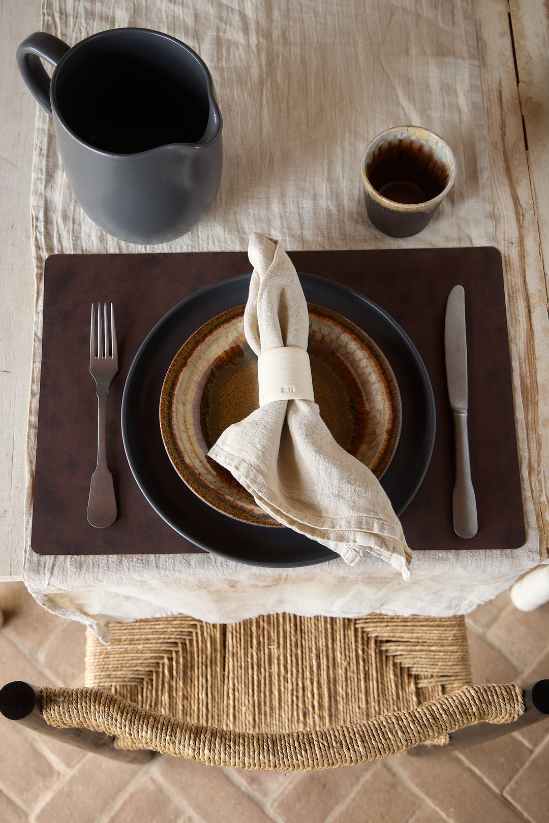 Costa Nova Sela Faux Leather Placemats Set of 4 (Brown)