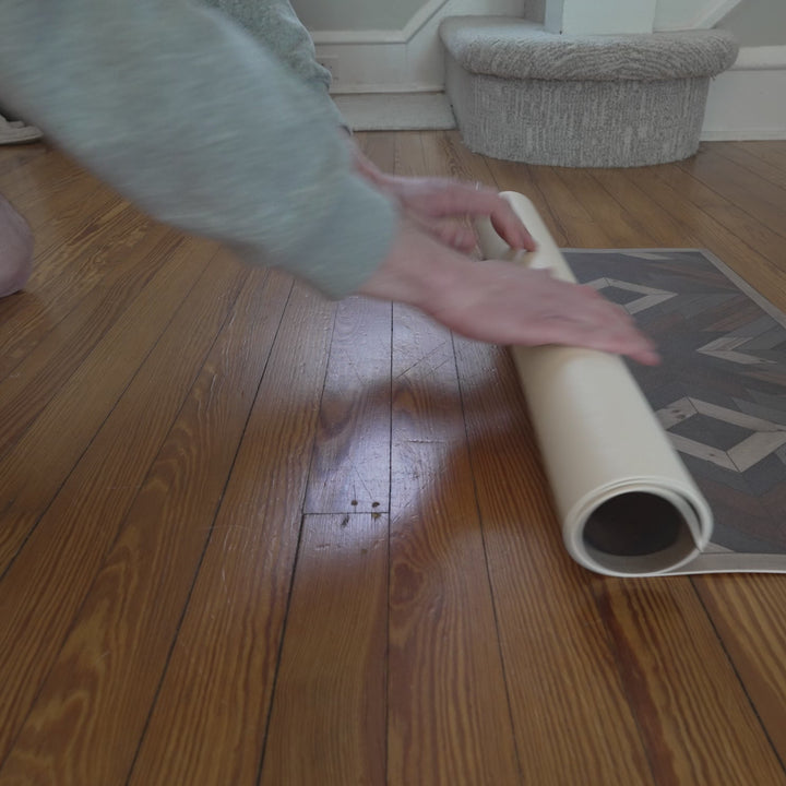 Vintage Vinyl Floorcloth Rug (American Folk Art Museum - Wedding Ring - Evangeline)