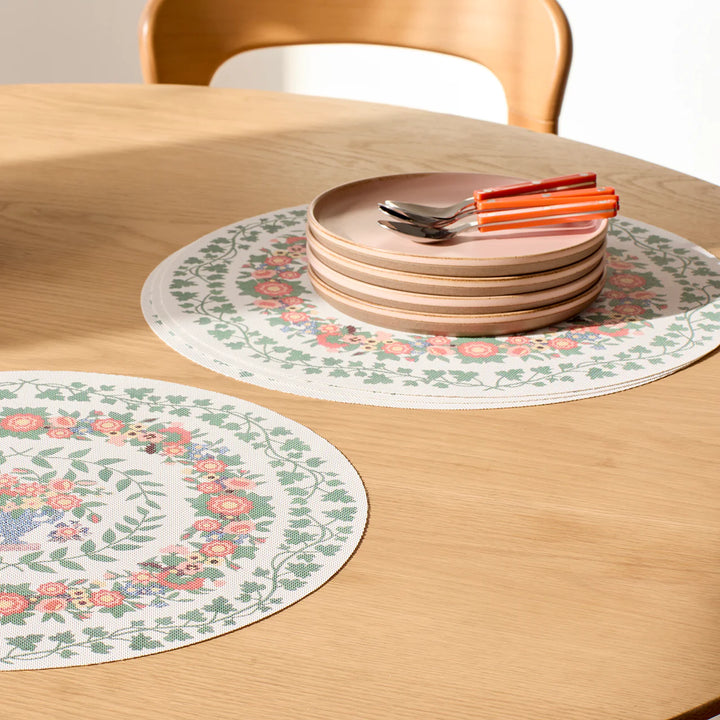The MET x Chilewich Emeline Ludington Woven Round Place Mats Set/4