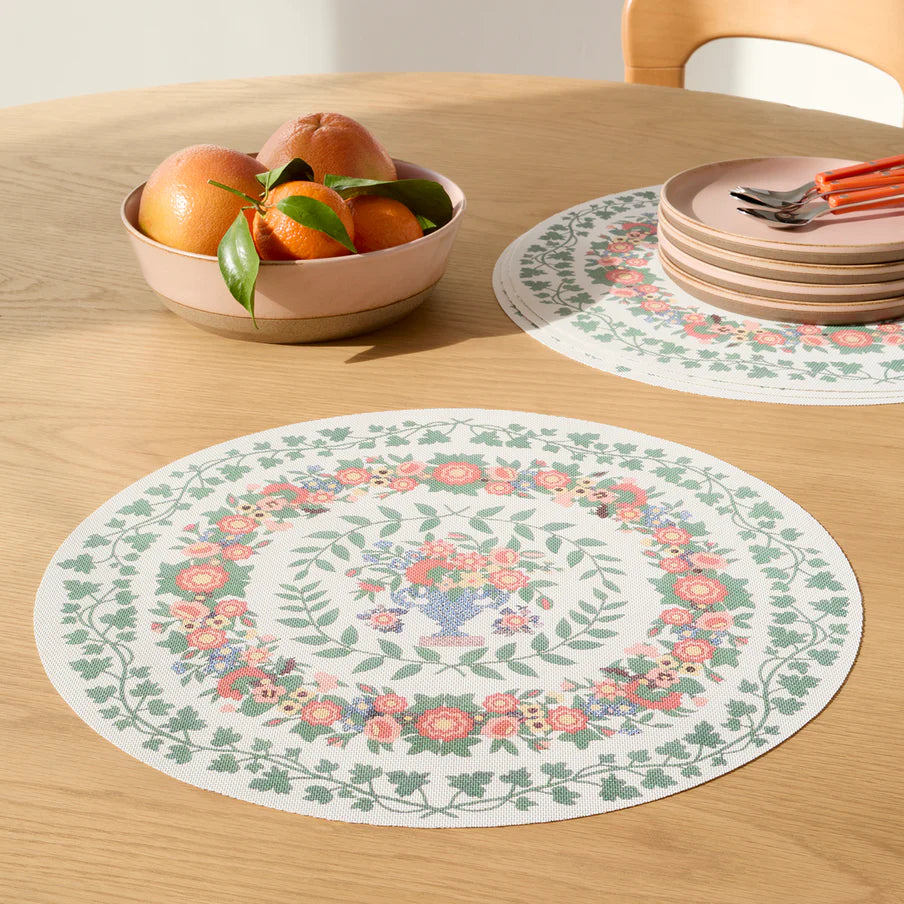 The MET x Chilewich Emeline Ludington Woven Round Place Mats Set/4 - Thumbnail 2