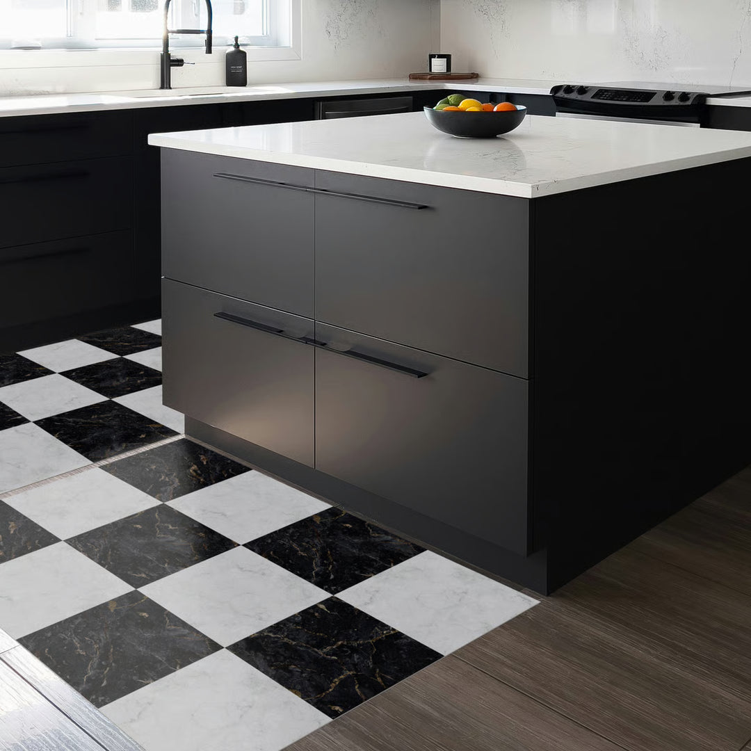 Adama Vinyl Floor Mats/Rugs (Vargon Large Tile Black)