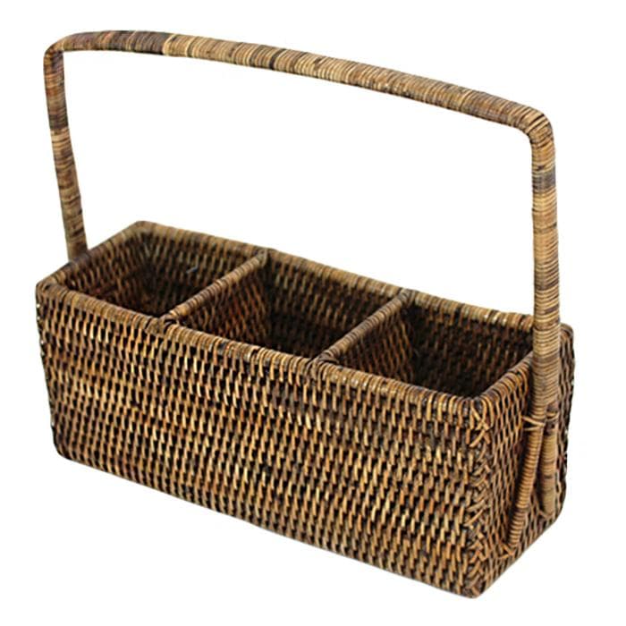 Rattan 3 Compartment Cutlery Caddy – Hudson & Vine