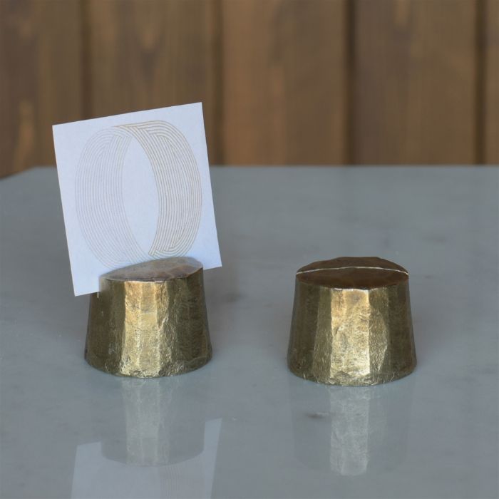 Chiseled Place Card Holder, Brass - Stump Set/6