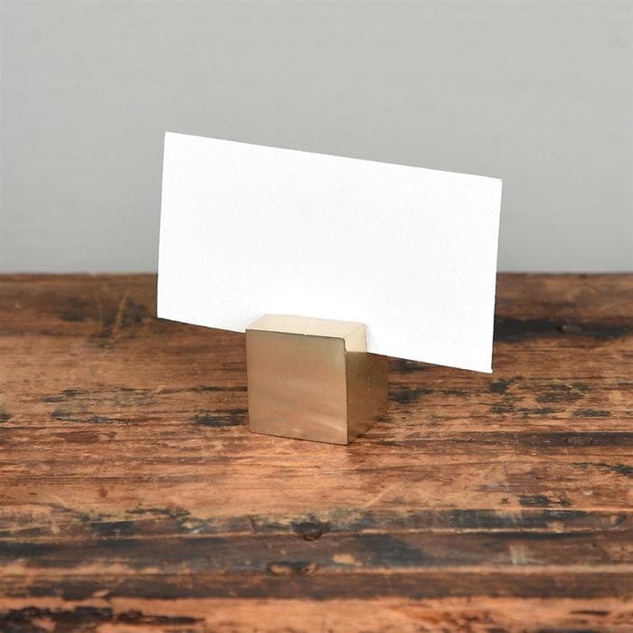 Cast Iron Cube Place Card Holder - Brass (Set/6)