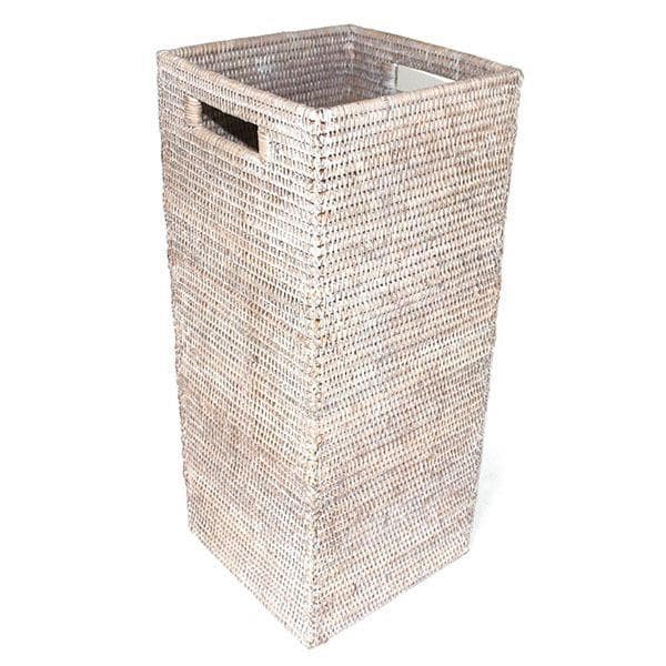 White Washed Rattan Square Umbrella Stand - Hudson & Vine