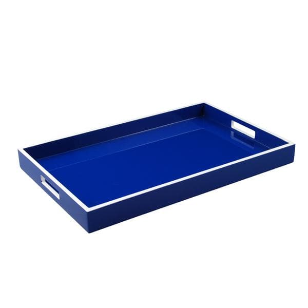 Lacquer Rectangle Tray - Blue & White