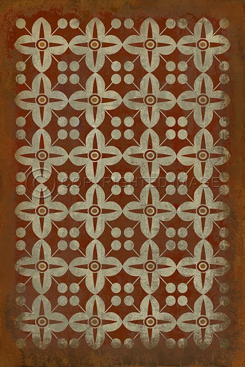 Vintage Vinyl Floorcloth Rug (Pattern 03 The Poppy Field)