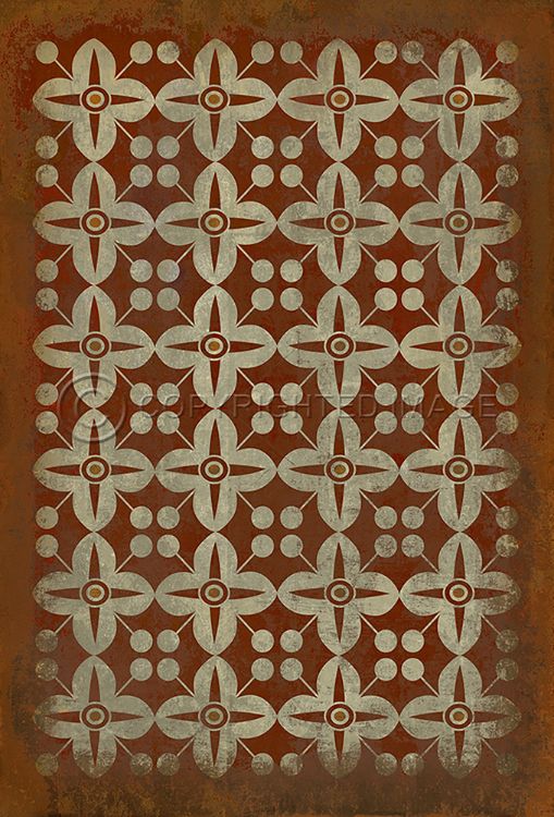 Vintage Vinyl Floorcloth Rug (Pattern 03 The Poppy Field)