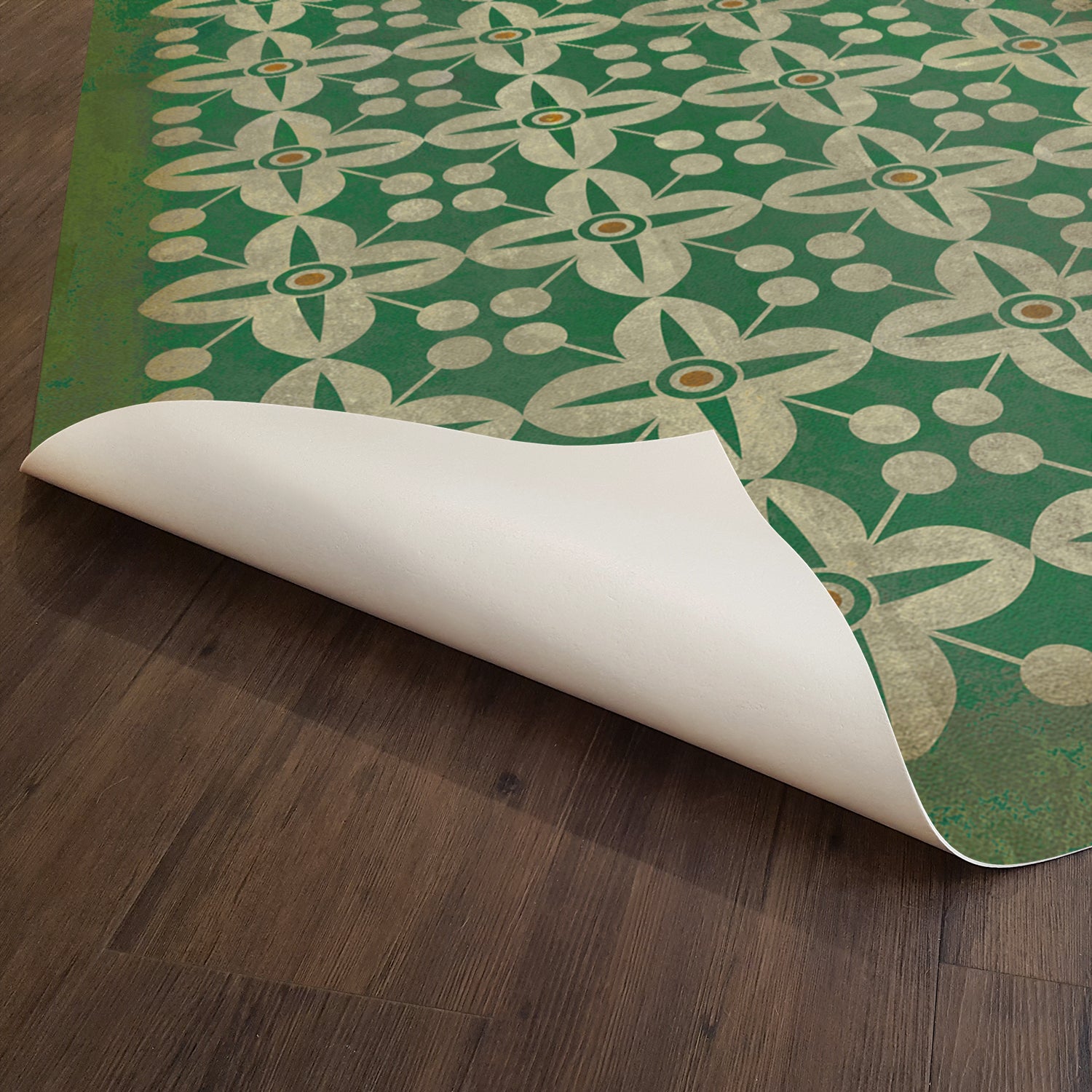 Vintage Vinyl Floorcloth Rug (Pattern 03 The Emerald City
