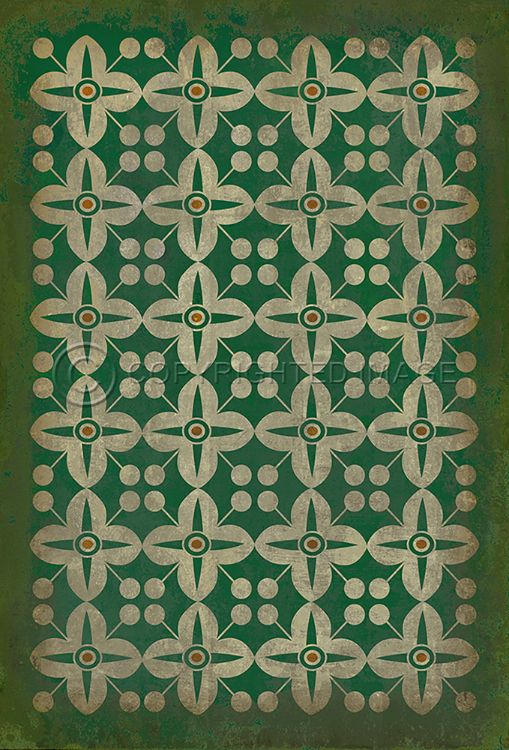 Vintage Vinyl Floorcloth Rug (Pattern 03 The Emerald City)