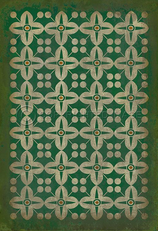 Vintage Vinyl Floorcloth Rug (Pattern 03 The Emerald City)