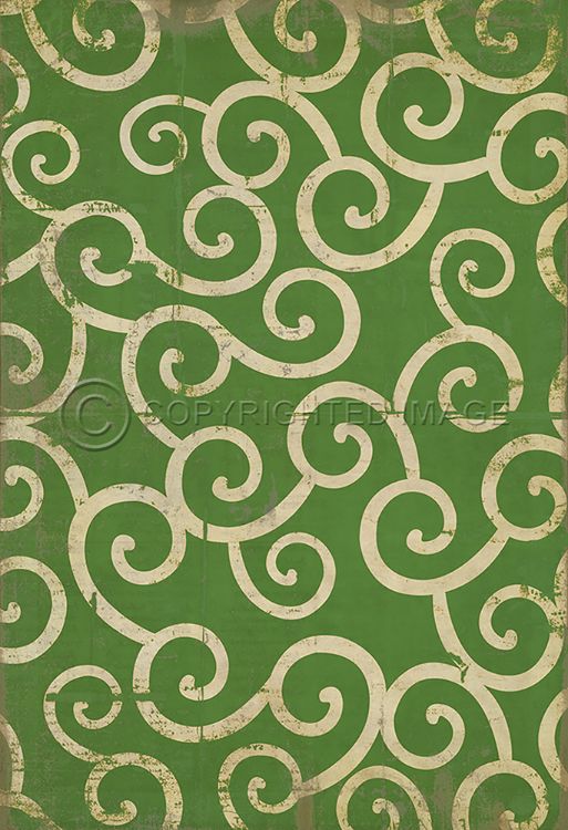 Spicher and Company Vintage Vinyl Floorcloth Mats (Pattern 4 Sea of Green)