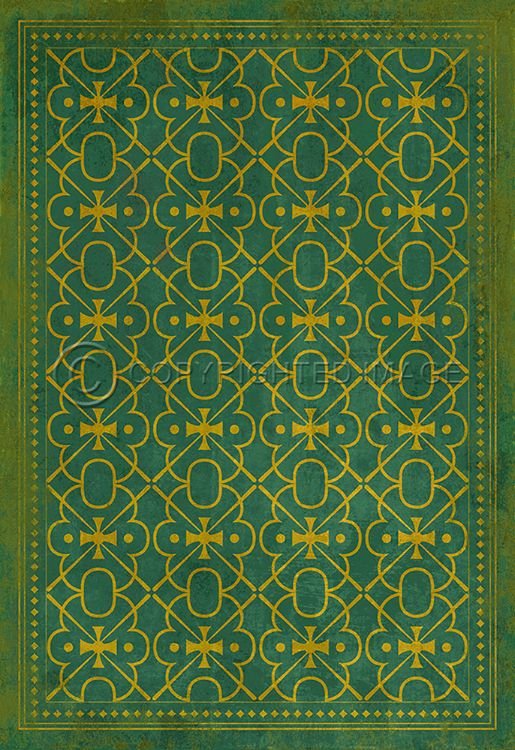 Vintage Vinyl Floorcloth Rug (Pattern 05 Mr Green)
