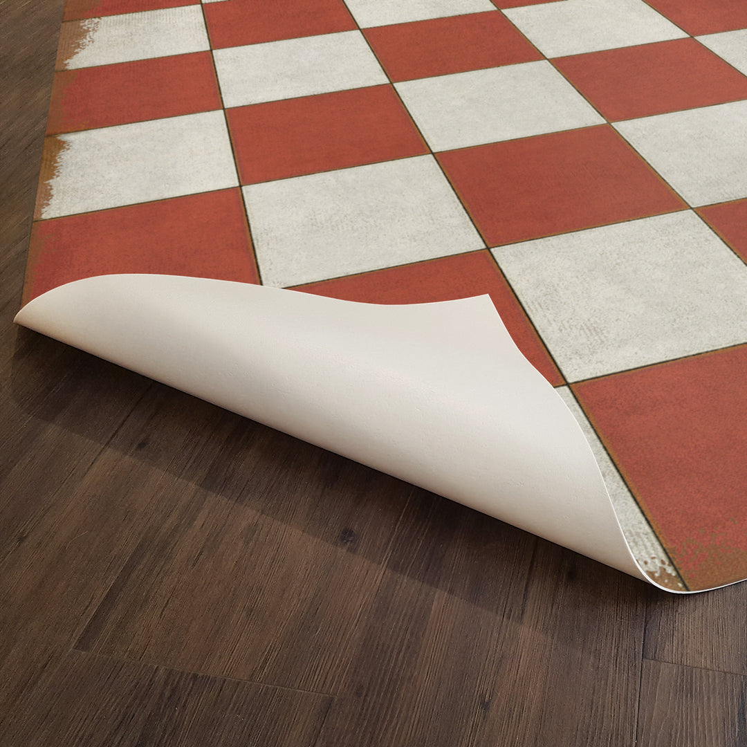 Vintage Vinyl Floorcloth Rug (Pattern 07 Checked Out)
