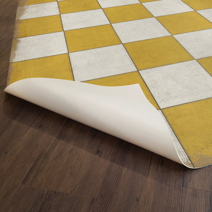 Vintage Vinyl Floorcloth Rug (Pattern 07 Check Yourself)