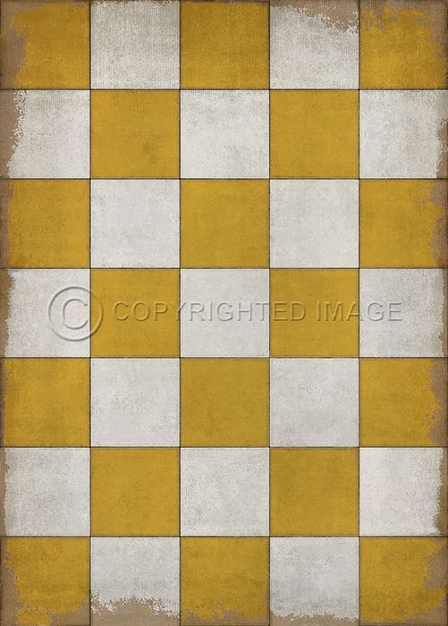 Vintage Vinyl Floorcloth Rug (Pattern 07 Check Yourself - Distressed)