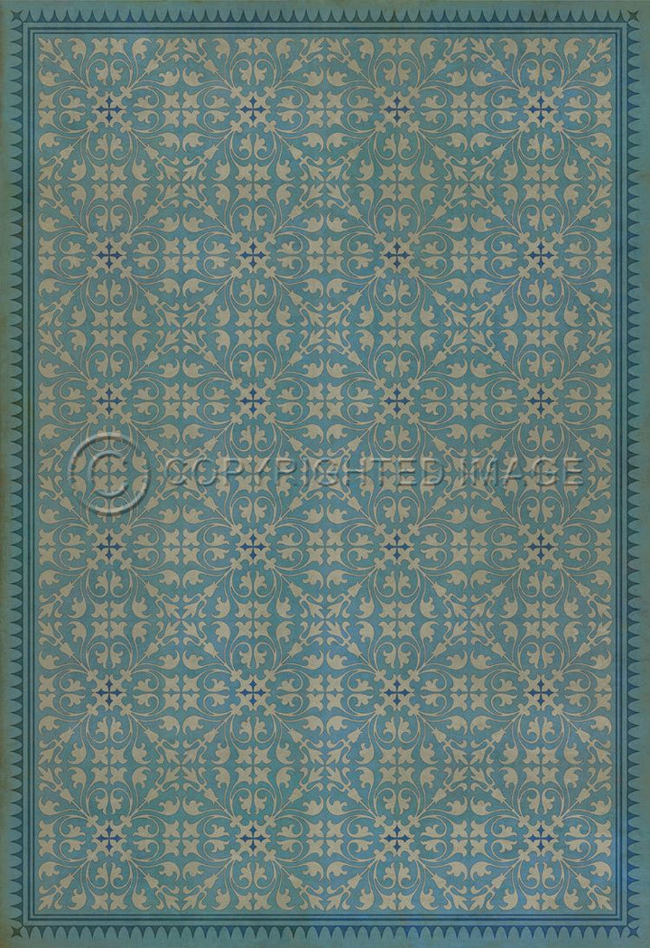 Vintage Vinyl Floorcloth Rug (Pattern 21 Through the Looking Glass)