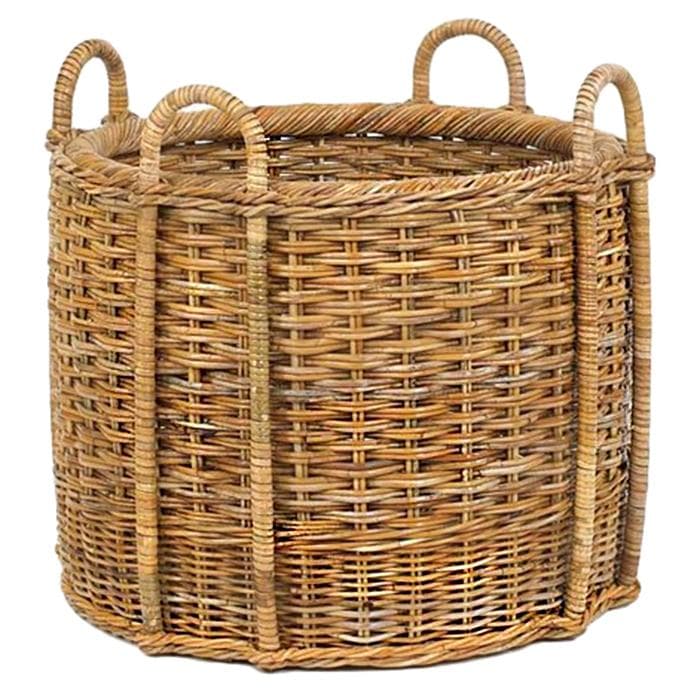 French Country Fireplace Rattan Basket