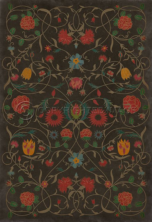 Vintage Vinyl Floorcloths (Williamsburg - Floral - Susannah)