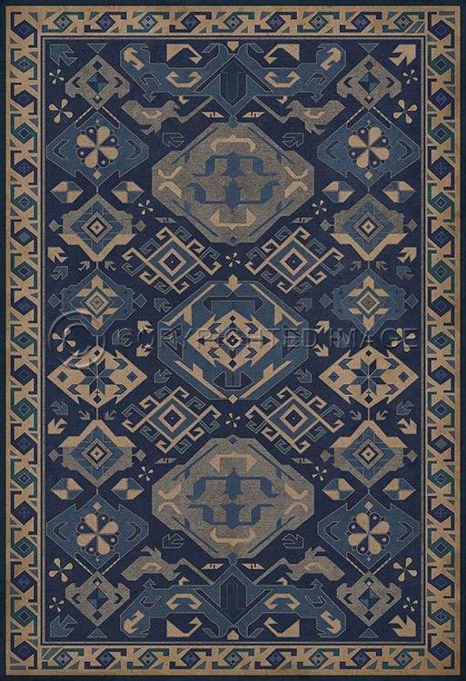 Vintage Vinyl Floorcloth Mats (Williamsburg Traditional Nankeen)