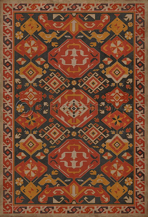 Vintage Vinyl Floorcloth Mats (Williamsburg - Traditional - Paprika)