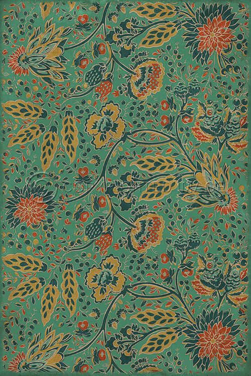 Vintage Vinyl Floorcloth Mat (Williamsburg - Garden Gate - How Happy is the Little Stone)