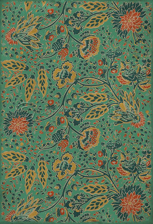 Vintage Vinyl Floorcloth Mat (Williamsburg - Garden Gate - How Happy is the Little Stone)