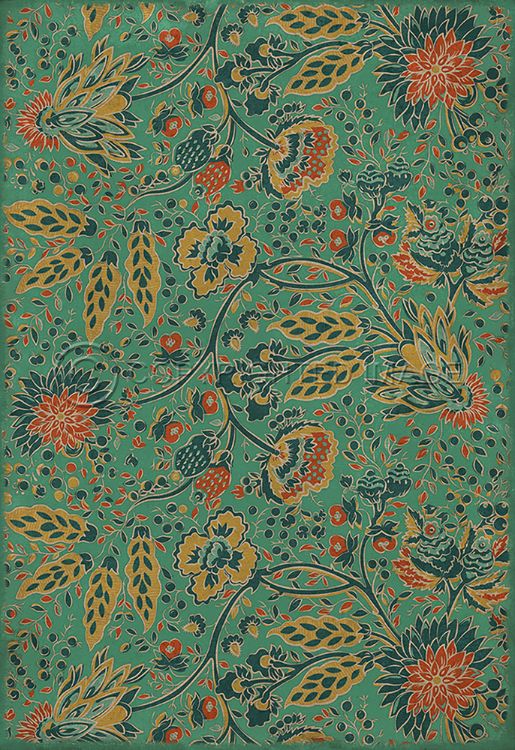 Vintage Vinyl Floorcloth Mat (Williamsburg - Garden Gate - How Happy is the Little Stone)