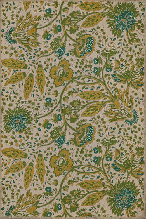 Vintage Vinyl Floorcloth Mat (Williamsburg - Garden Gate - Summer Wind)