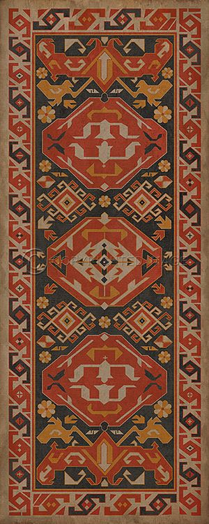 Vintage Vinyl Floorcloth Mats (Williamsburg - Traditional - Paprika)