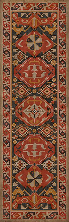 Vintage Vinyl Floorcloth Mats (Williamsburg - Traditional - Paprika)
