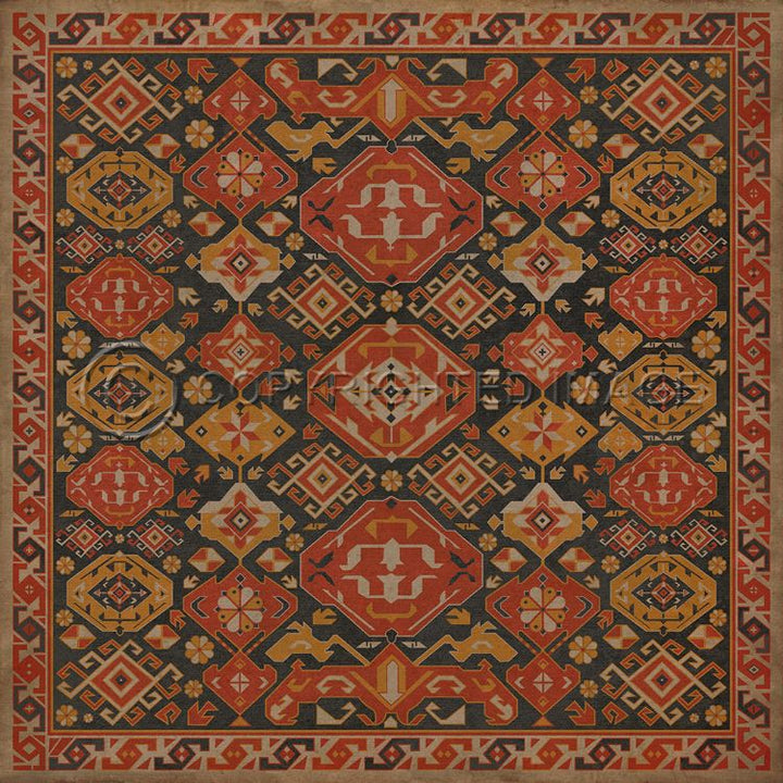Vintage Vinyl Floorcloth Mats (Williamsburg - Traditional - Paprika)